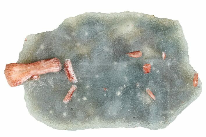 Red-Orange Stilbite Crystals on Chalcedony - India #259423